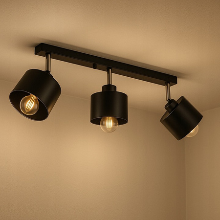 Lampa Sufitowa Spot Tuba Reflektor Oprawa Halogenowa 3x E27 Ruchomy Czarny Elza Masterled