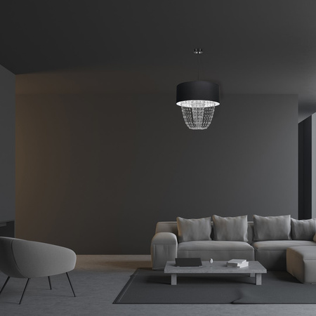 Lampa wisząca ALMERIA 1xE27 Elegancka Sznury Korali Chrom MLP6432 Milagro Metal + Tworzywo sztuczne+ Tkanina