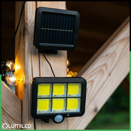 Naświetlacz Solarny LED Halogen Lampa Ogrodowa 6500K IP65 Czujnik Ruchu i Zmierzchu DECRO LUMILED