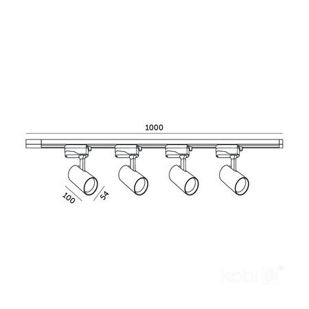 Lampa Szynowa Szynoprzewód 1-Fazowy + Reflektor Punktowy 4x GU10 1m Biały Nextrack Go Kobi
