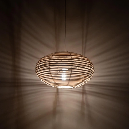 Lampa Sufitowa Wisząca E27 Biała Skandynawska RATTAN S 11153 Nowodvorski