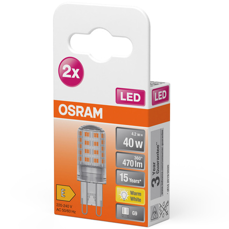 2x Żarówka LED G9 KAPSUŁKA 4,2W = 40W 470lm 2700K Ciepła 300° OSRAM STAR