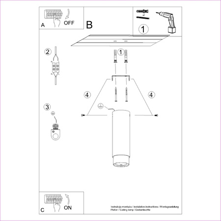 Lampa Sufitowa Oprawa Natynkowa Tuba Spot 1x GU10 Czarna Złota Nero Bittersweet Shimmer SL.1411 Sollux