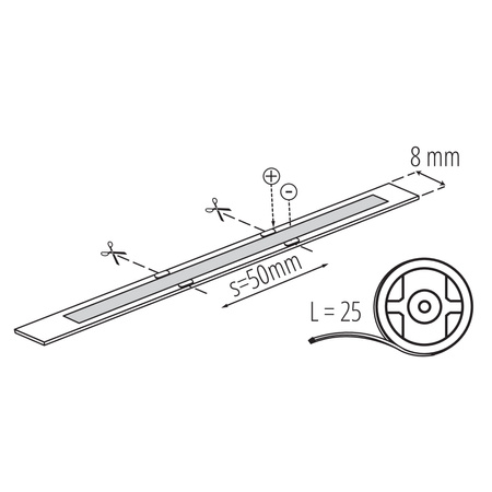 Taśma Pasek LED COB Elastyczny 10W/m 1050lm/m 24V 6500K Zimna CRI90 25m LCOBB Kanlux