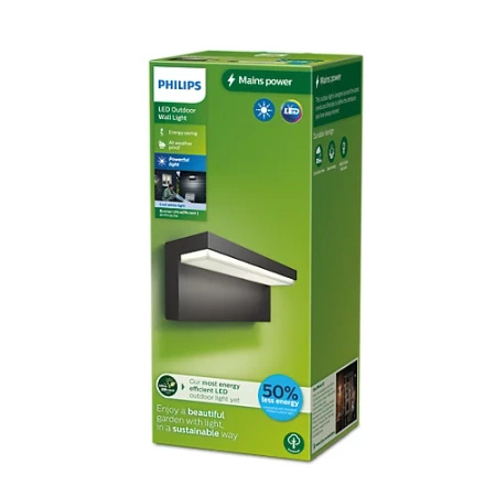 Kinkiet Ogrodowy Lampa Elewacyjna Zewnętrzna LED 3.8W 800lm 4000K Antracyt Bustan Ultra Efficient Philips