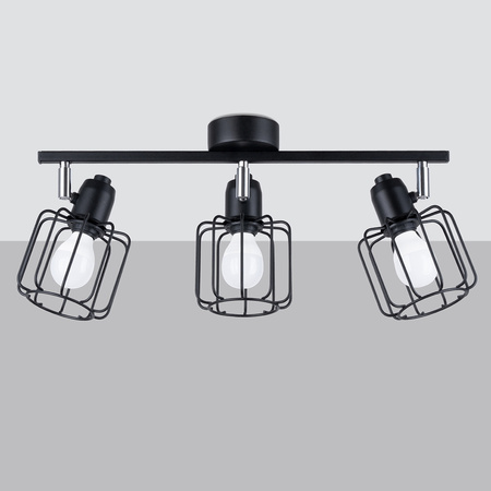 Lampa Sufitowa Wisząca 3x E14 Listwa Żyrandol Geometryczna Geometryczna Czarna Nowoczesna Beluci Sollux