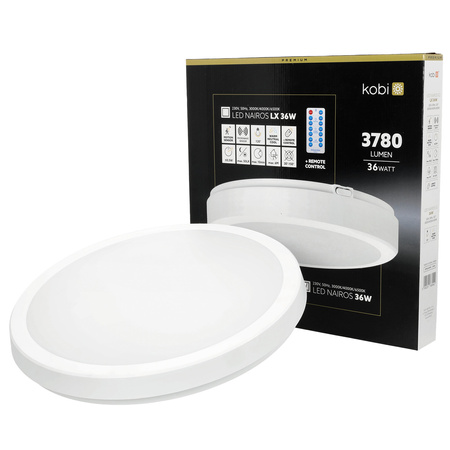 Plafon LED Łazienkowy Sufitowy Natynkowy 36W 3780lm 4000K 120° Biały IP65 Nairos Kobi
