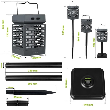 Lampa Owadobójcza Pułapka Elektryczna UV Solarna Lampion 2w1 5W na Muchy Komary Owady VAYOX