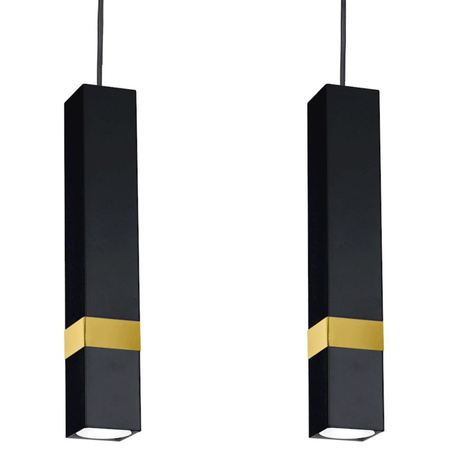 Lampa wisząca Tuba Zwis VIDAR Czarny + złoty 3x GU10 Milagro Metal Styl nowoczesny