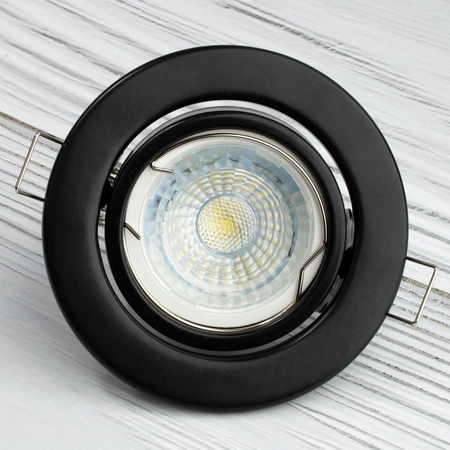 Oprawa HALOGENOWA Podtynkowa Ruchoma Okrągła Czarna Blacha GU10 MR16