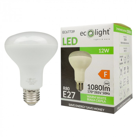 Żarówka LED Reflektor R80 E27 12W 1080lm 3000K Ciepła Ecolight