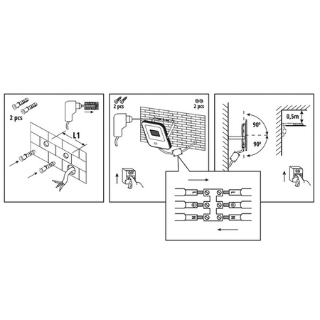 Naświetlacz LED 10W 800lm 3000K IP65 Czarny z czujnikiem ruchu i zmierzchu + pilot sterujący KOBI MHNC