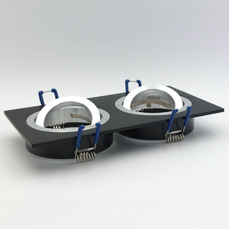 Oprawa Podtynkowa GU10 Halogenowa Wpuszczana Spot Oczko Czarna Podwójna Kobi