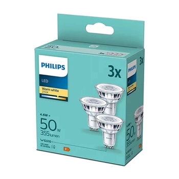 3PAK Żarówka LED GU10 4.6W = 50W 355lm 2700K Ciepła 36° PHILIPS