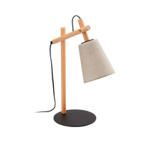 Lampa Stołowa Biurkowa Nocna VAIO NATURE Abażur Czarno-Drewniana Klasyczna E27 5183 TK Lighting