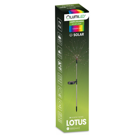 Lampa Solarna Ogrodowa LED LOTUS Wbijana Dekoracyjna Dmuchawiec Fajerwerki RGB LUMILED