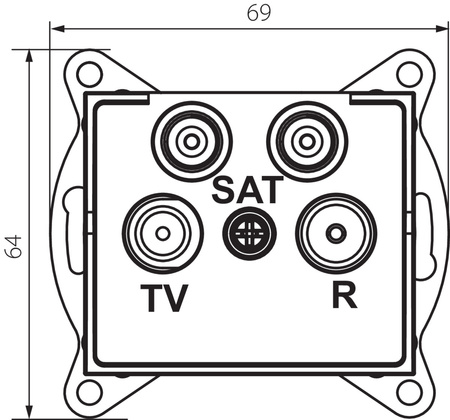 Gniazdo TV-2xSAT Końcowe Kwadratowe Czarne LOGI Kanlux