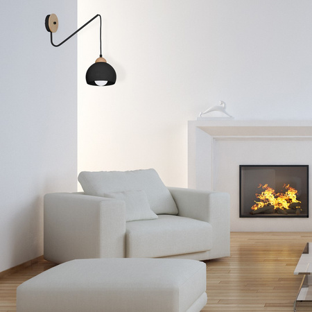 Kinkiet w stylu skandynawskim lampa ścienna MiLAGRO DAMA 1x E27 Drewno + metal