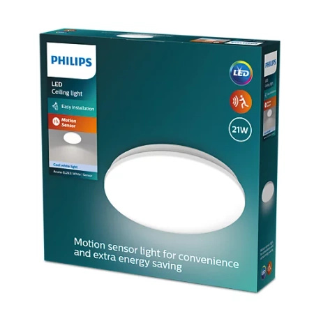 Lampa Sufitowa Plafon LED 21W 2900lm 4000K z Czujnikiem Zmierzchu Biała Acuna Philips