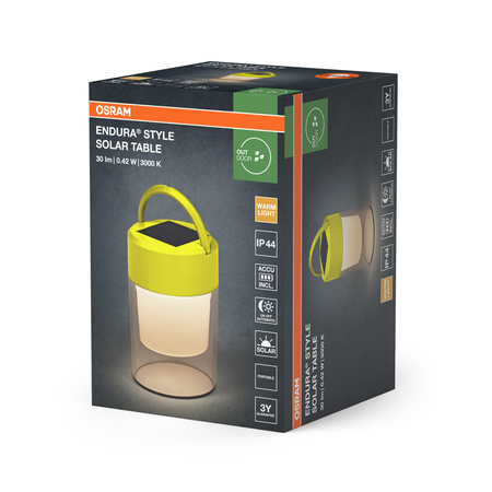 Lampa Solarna LED Ogrodowa Stojąca Latarenka 0.42W 20lm 3000K Ciepła Ściemnialna Żółty IP44 Endura Osram