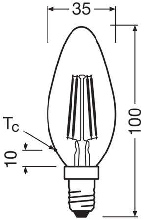 Żarówka LED B35 E14 2.9W = 40W 470lm 2700K Ciepła Biała FILAMENT ŚCIEMNIALNA LEDVANCE