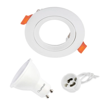 Zestaw Oprawa Halogenowa Podtynkowa VENTUS Biała Okrągła + Żarówka LED GU10 10W Ciepła 120° Lumiled