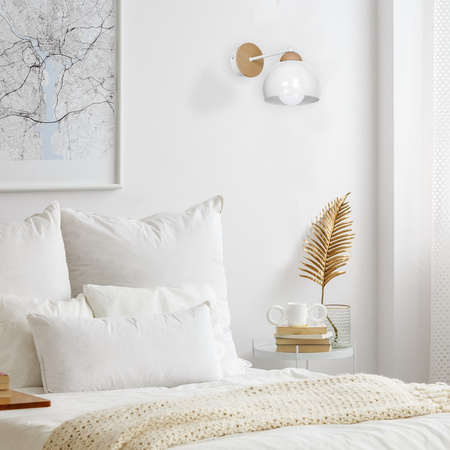 Kinkiet w stylu skandynawskim lampa ścienna MiLAGRO DAMA 1x E27 biała Drewno + metal