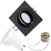 Oprawa HALOGENOWA Podtynkowa Ruchoma GU10 MR16 Kwadrat Czarna CASSIO LUMILED + Żarówka LED GU10 6W = 50W 580lm Ciepła