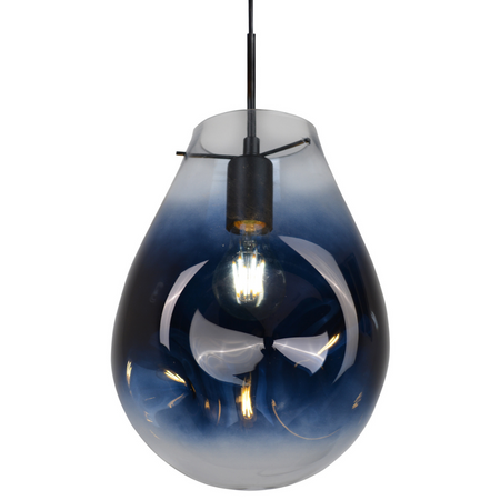 Lampa Sufitowa Wisząca Zwis Dekoracyjna E27 Czarna Niebieski Kimberly Sanico Goldlux