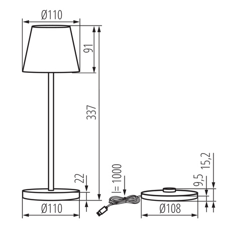 Lampka Biurkowa Stołowa Szkolna Biurowa Nocna Regulowana LED 1.2W 165lm 3000K Ciepła Czarna IP54 Akumulatorowa Inita Kanlux