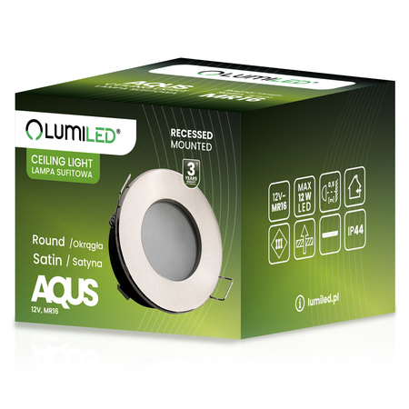 Oprawa Halogenowa Podtynkowa Wpuszczana LED MR16 Okrągła Satynowa AQUS Lumiled