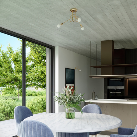 Lampa Sufitowa Oprawa Natynkowa Wisząca Zwis 5x E27 Żyrandol Nieregularna Złota Połysk Industrialna Supeł Sollux