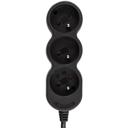 Przedłużacz Sieciowy Kabel z Uziemieniem Listwa Zasilająca 3 Gniazda 5m Czarny Sznur Lendo Lumiled