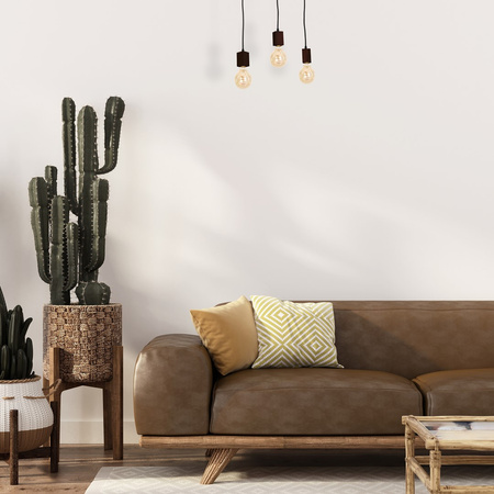 Lampa wisząca JACK 3xE27 Orzech Minimalistyczny Wygląd Drewniana Oprawa MLP4360 Milagro Drewno