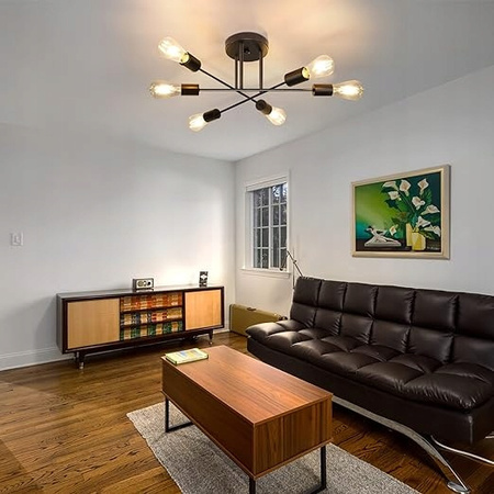 Żyrandol Lampa Oprawa Wisząca Sufitowa Dekoracyjny 6x E27 Czarny 70cm Masterled