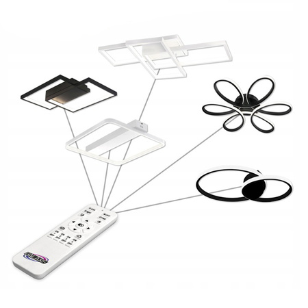 Lampa Sufitowa Żyrandol LED 90W CCT GALAXIS VELA Czarny + Pilot Sterujący