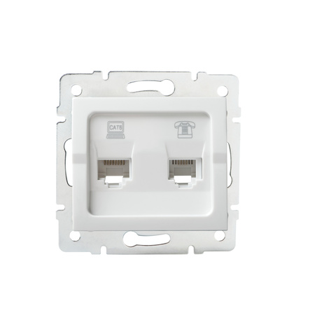 Gniazdo Komputerowo-Telefoniczne RJ45 RJ11 Kwadratowe Białe LOGI Kanlux