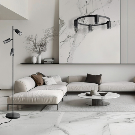 Lampa Podłogowa Stojąca 3x GU10 Czarna ROMA Sanico Goldlux