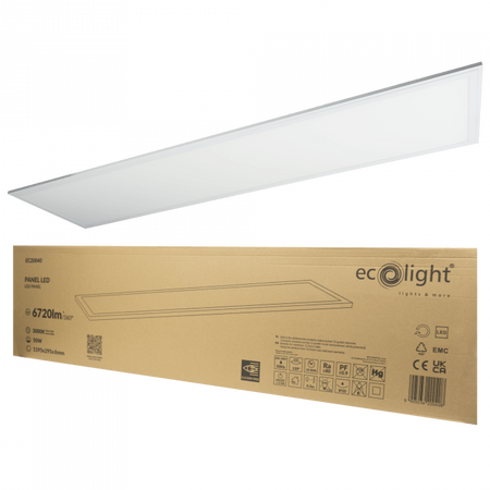 Panel LED 120x30 Kaseton Wpuszczany Podtynkowy 50W 4500lm 3000K Ciepła Biały Ecolight