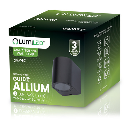 Kinkiet Ogrodowy Elewacyjny Lampa Zewnętrzna GU10 ALLIUM Czarna LUMILED
