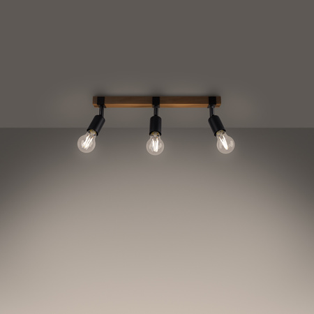 Lampa Sufitowa Oprawa Natynkowa SPOT TUBA Reflektor 3x E27 Punktowa Ruchoma Nieregularna Czarna Brązowa Nowoczesna Zuca Sollux