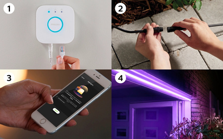 Taśma LED Zewnętrzna Pasek NEON 2m 19.5W 765lm IP67 White and Color Ambiance Biała Inteligentna SMART Zigbee Bluetooth Outdoor Strip Philips HUE