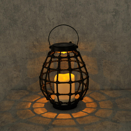 Lampa Solarna LED lampion Ogrodowa Wisząca Latarenka 23cm IP44 czarna metal