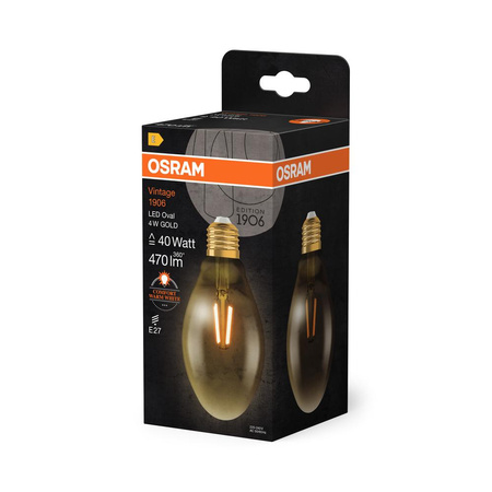 Żarówka LED Dekoracyjna E27 4W = 40W 470lm 2400K Ciepła 300° Vintage 1906 Osram