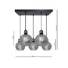 Lampa wisząca OMEGA 5xE27 Prostokąt Przydymione Szkło Kula MLP6535 Milagro Metal + Szkło
