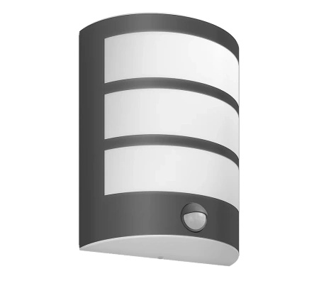 Kinkiet Ogrodowy Lampa Elewacyjna Zewnętrzna LED 6W 500lm 4000K z Czujnikiem Ruchu i Zmierzchu Antracyt IP44 Python Philips