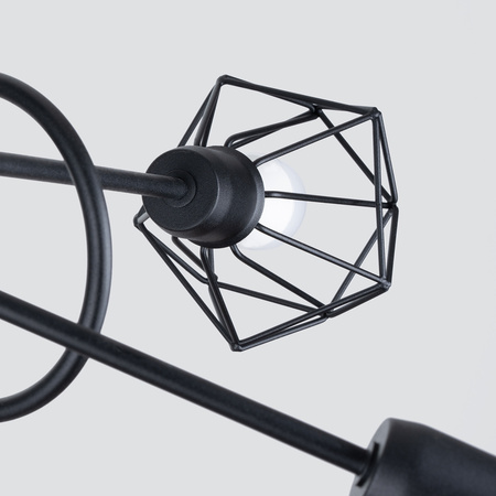Lampa Sufitowa Wisząca 5x E14 Żyrandol Geometryczna Geometryczna Czarna Nowoczesna Artemis Sollux