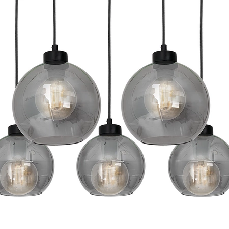 Lampa wisząca SOFIA 5xE27 MLP6591 Przydymiony Klosz Kula Milagro Metal + Szkło