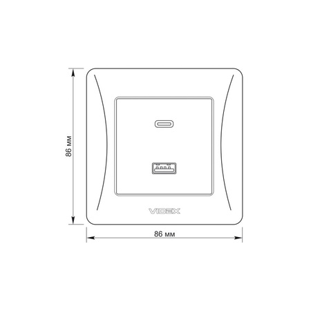 Gniazdo z Ramką USB-A + USB-C 20W 16A Natynkowe Czarne BINERA VIDEX
