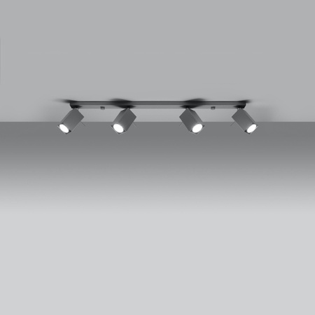 Lampa Sufitowa Oprawa Natynkowa 4x GU10 SPOT TUBA Reflektor Ruchoma Minimalistyczna Kwadratowa Szara Nowoczesna Merida Sollux
